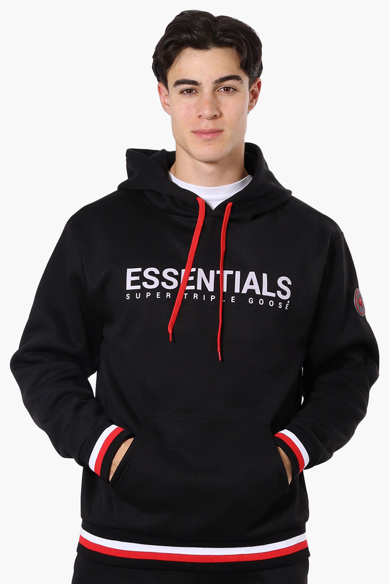 Essentials Super Triple Goose Striped Cuff Detail Hoodie - Black - Mens Hoodies & Sweatshirts - International Clothiers