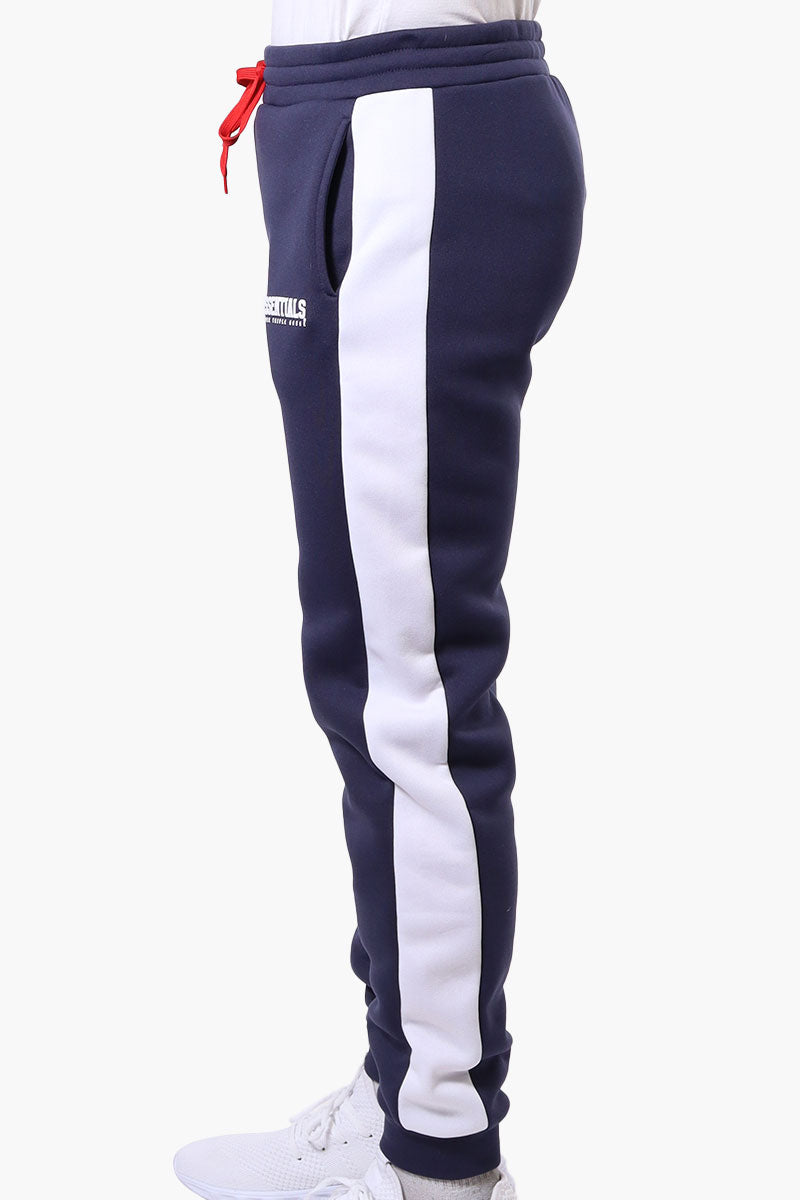 Essentials Super Triple Goose Side Stripe Tie Waist Joggers - Navy - Mens Joggers & Sweatpants - International Clothiers