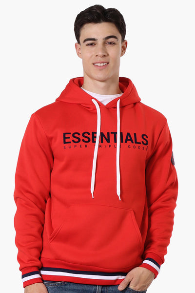 Essentials Super Triple Goose Striped Cuff Detail Hoodie - Red - Mens Hoodies & Sweatshirts - International Clothiers