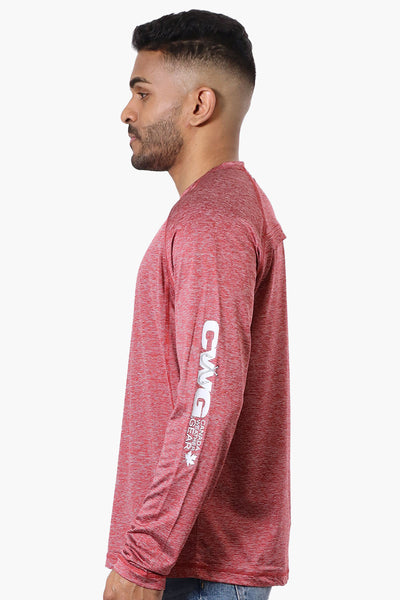 Canada Weather Gear Athletic Logo Sleeve Long Sleeve Top - Burgundy - Mens Long Sleeve Tops - International Clothiers