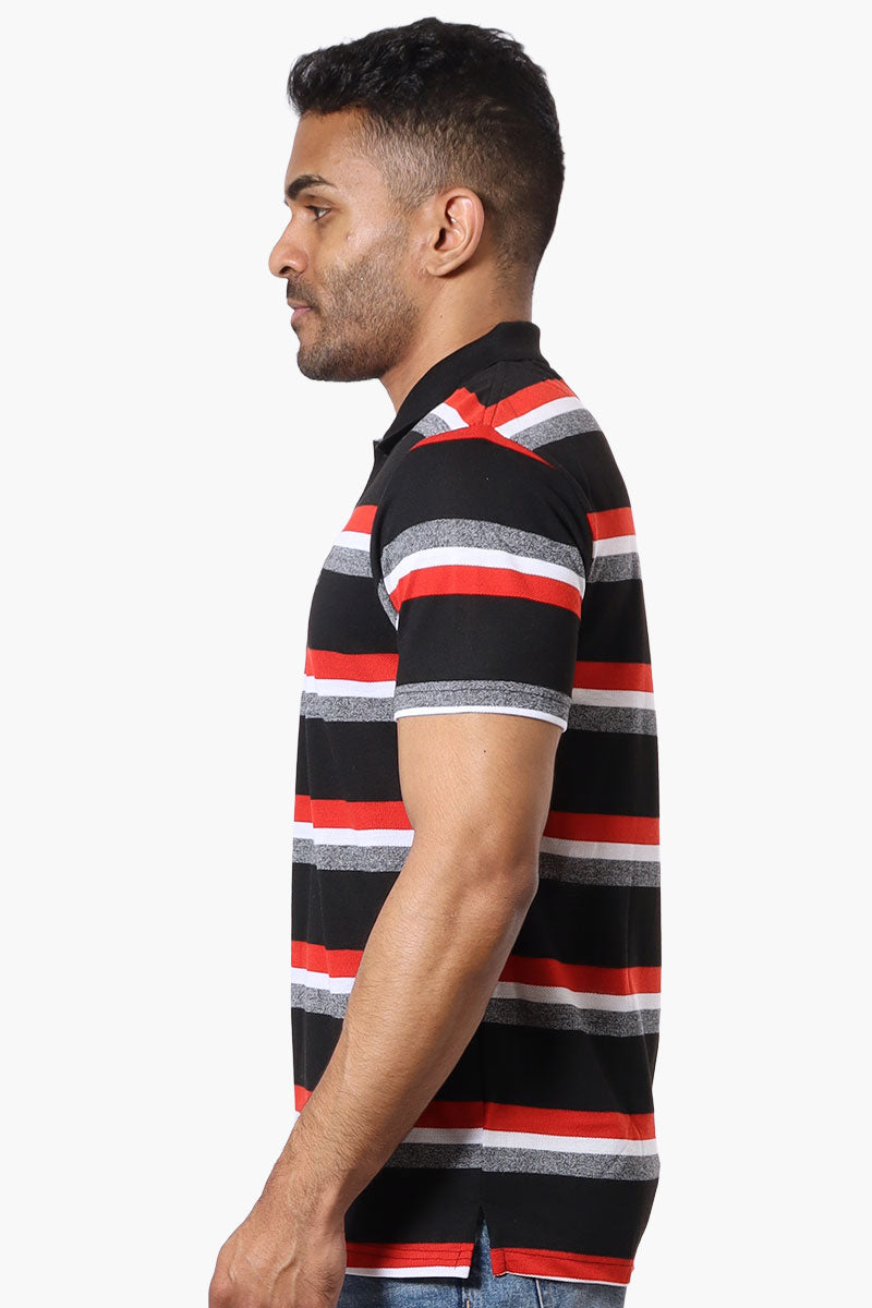 Vroom & Dreesman Striped Button Up Polo Shirt - Black - Mens Polo Shirts - International Clothiers