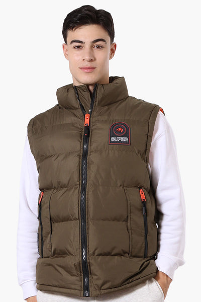 Super Triple Goose Double Pocket Bubble Vest - Olive - Mens Vests - International Clothiers