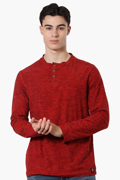 Canada Weather Gear Basic Henley Long Sleeve Top - Red - Mens Long Sleeve Tops - International Clothiers