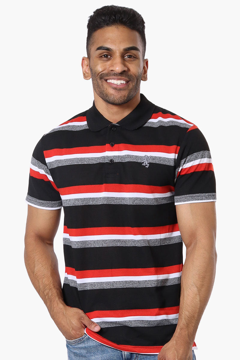 Vroom & Dreesman Striped Button Up Polo Shirt - Black - Mens Polo Shirts - International Clothiers