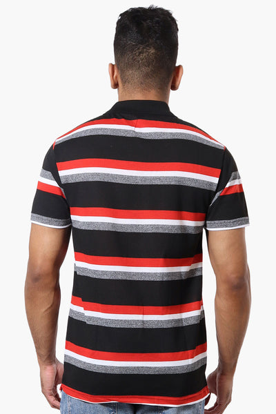 Vroom & Dreesman Striped Button Up Polo Shirt - Black - Mens Polo Shirts - International Clothiers