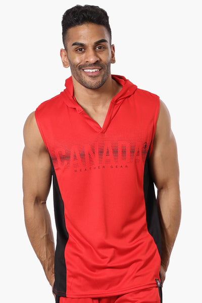 Canada Weather Gear Hooded Muscle Tee - Red - Mens Tees & Tank Tops - International Clothiers