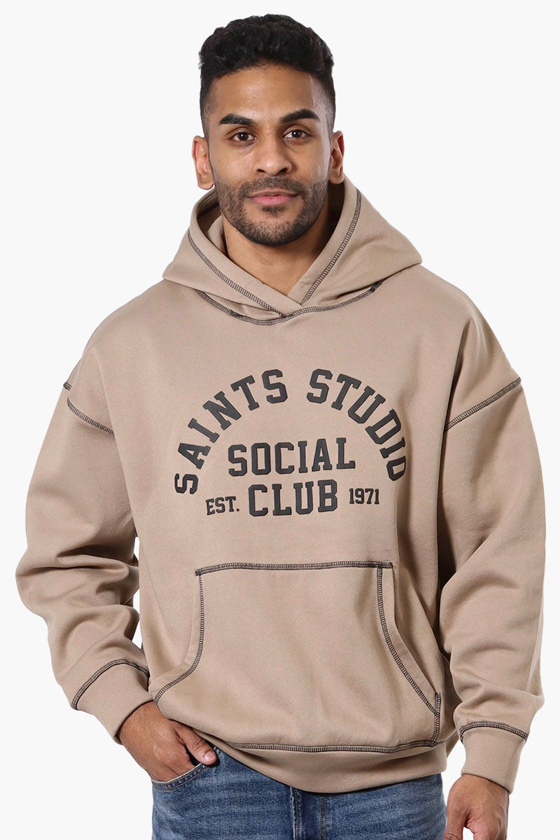 Saints Studio Social Club Print Hoodie - Taupe - Mens Hoodies & Sweatshirts - International Clothiers