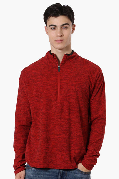 Canada Weather Gear Basic 1/4 Zip Long Sleeve Top - Red - Mens Long Sleeve Tops - International Clothiers