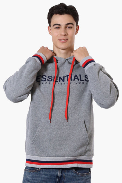 Essentials Super Triple Goose Striped Cuff Detail Hoodie - Grey - Mens Hoodies & Sweatshirts - International Clothiers