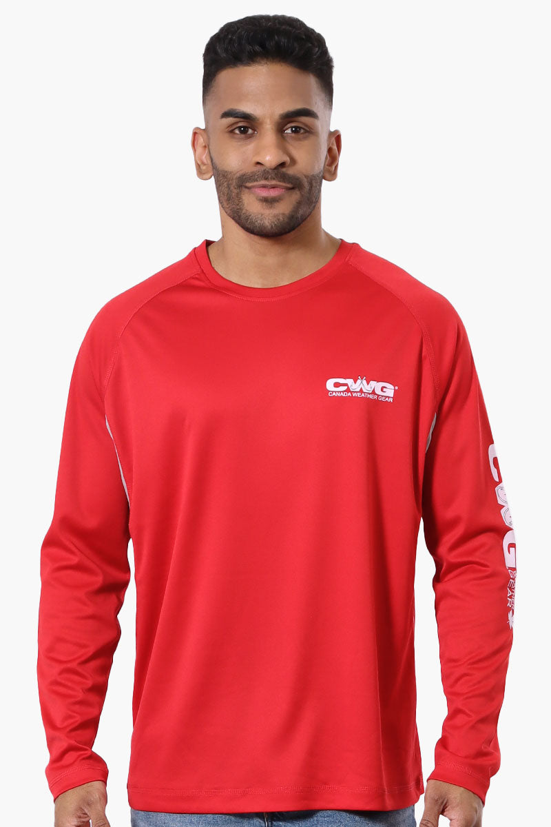 Canada Weather Gear Athletic Chest Logo Long Sleeve Top - Red - Mens Long Sleeve Tops - International Clothiers