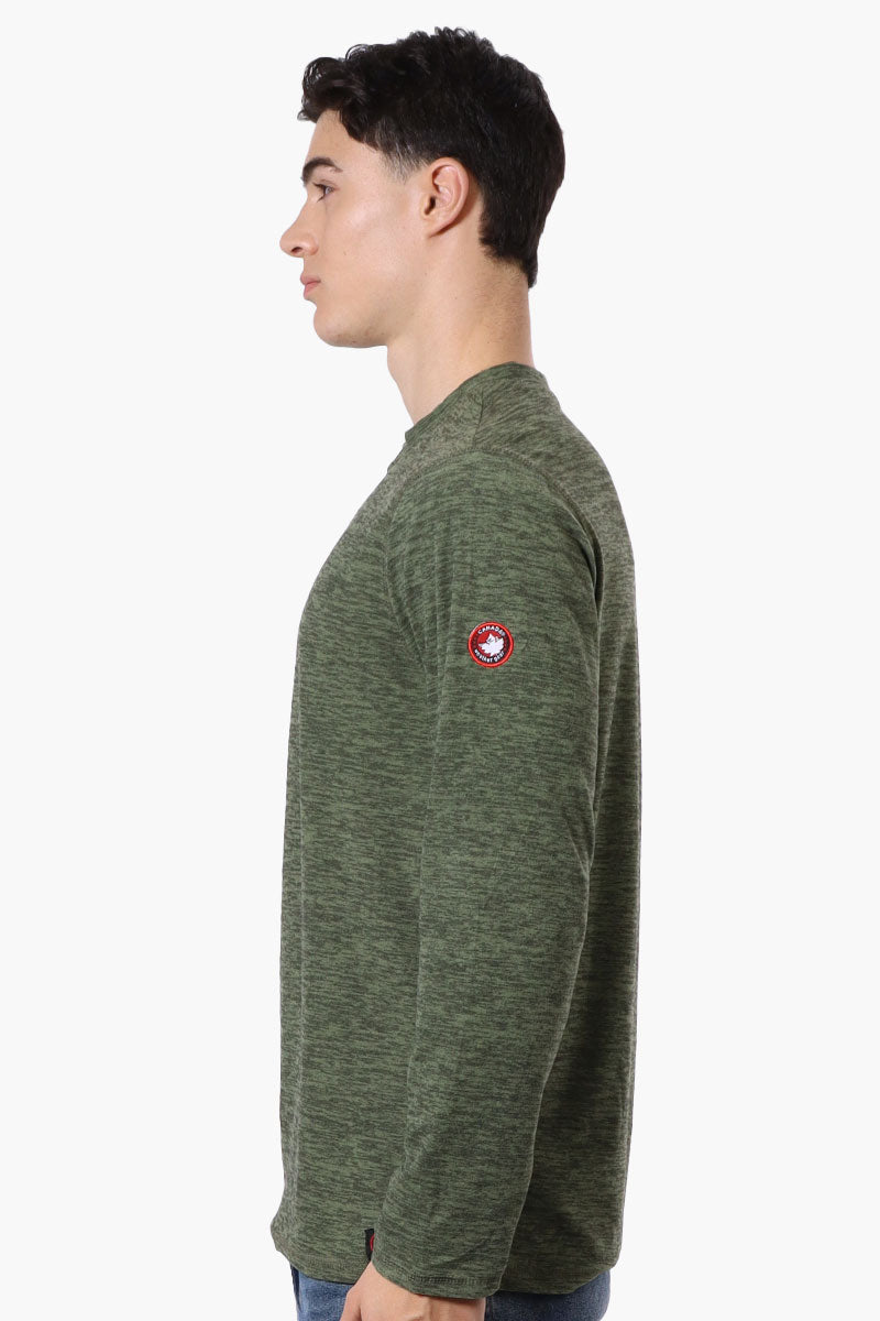 Canada Weather Gear Basic Henley Long Sleeve Top - Olive - Mens Long Sleeve Tops - International Clothiers