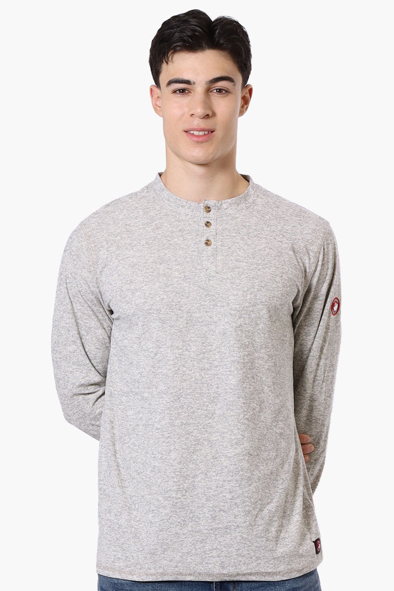 Canada Weather Gear Basic Henley Long Sleeve Top - Grey - Mens Long Sleeve Tops - International Clothiers