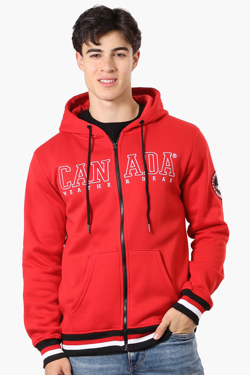 Canada Weather Gear Chest Logo Zip Up Hoodie - Red - Mens Hoodies & Sweatshirts - International Clothiers