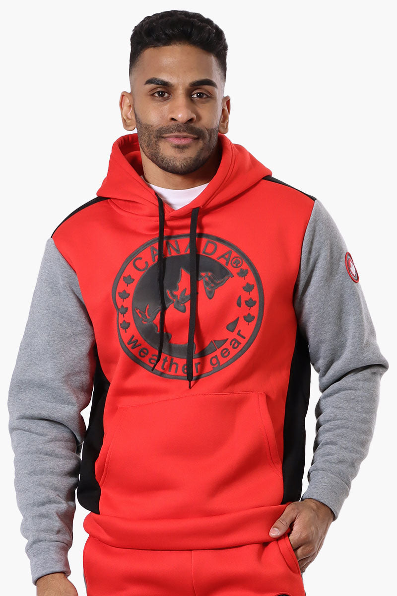 Canada Weather Gear Colour Block Chest Logo Hoodie - Red - Mens Hoodies & Sweatshirts - International Clothiers