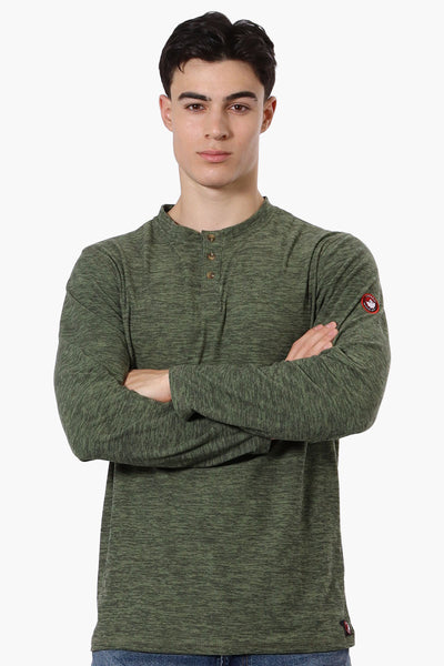 Canada Weather Gear Basic Henley Long Sleeve Top - Olive - Mens Long Sleeve Tops - International Clothiers