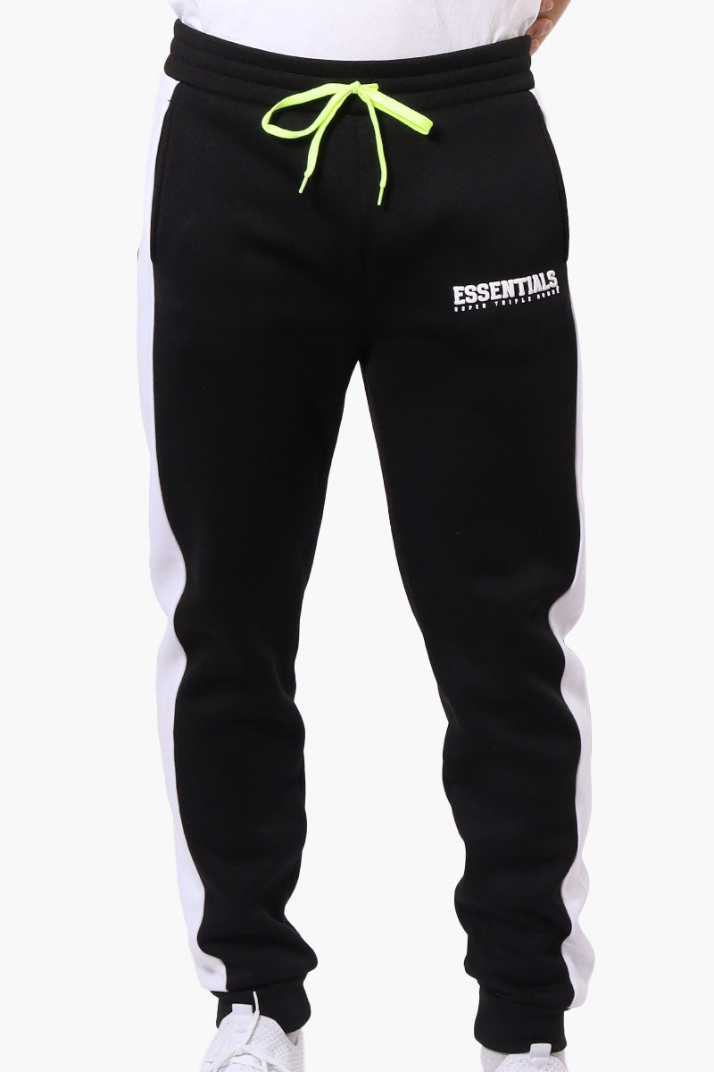 Essentials Super Triple Goose Side Stripe Tie Waist Joggers - Black - Mens Joggers & Sweatpants - International Clothiers