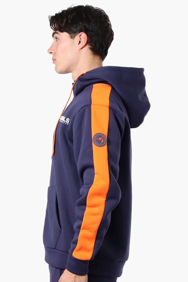 Essentials Super Triple Goose Sleeve Stripe Zip Up Hoodie - Navy - Mens Hoodies & Sweatshirts - International Clothiers