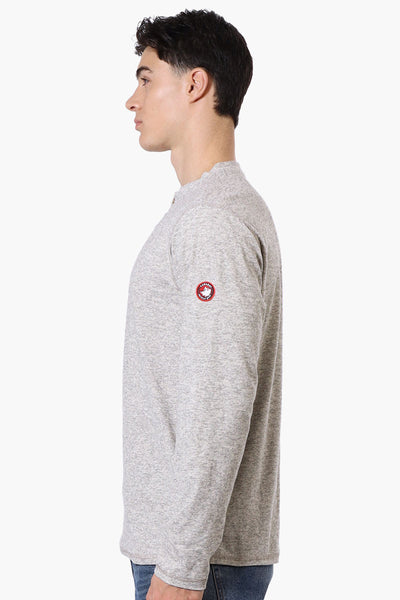 Canada Weather Gear Basic Henley Long Sleeve Top - Grey - Mens Long Sleeve Tops - International Clothiers