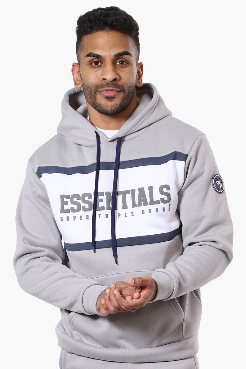 Essentials Super Triple Goose Striped Logo Hoodie - Grey - Mens Hoodies & Sweatshirts - International Clothiers