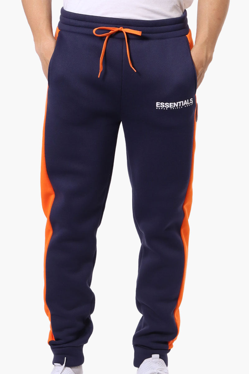 Essentials Super Triple Goose Side Stripe Tie Waist Joggers - Navy - Mens Joggers & Sweatpants - International Clothiers