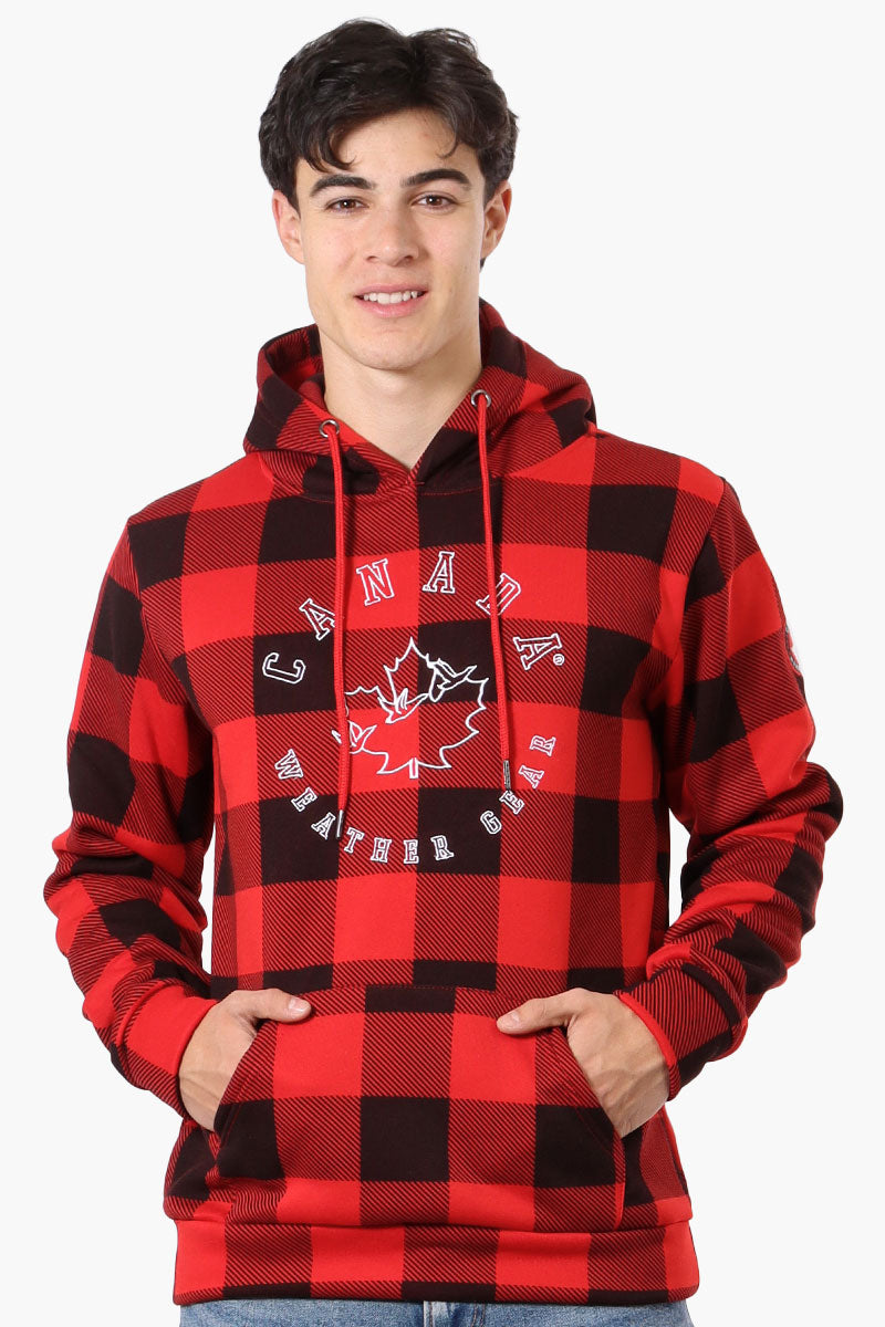 Canada Weather Gear Plaid Embroidered Hoodie - Red - Mens Hoodies & Sweatshirts - International Clothiers