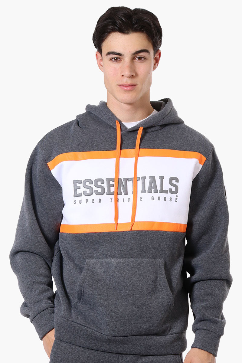 Essentials Super Triple Goose Striped Logo Hoodie - Grey - Mens Hoodies & Sweatshirts - International Clothiers