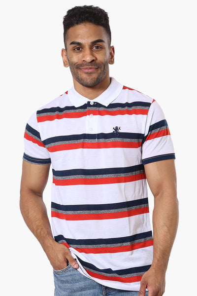 Vroom & Dreesman Striped Button Up Polo Shirt - White - Mens Polo Shirts - International Clothiers