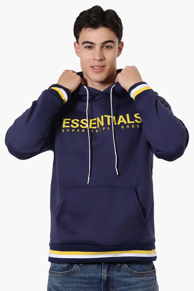 Essentials Super Triple Goose Striped Cuff Detail Hoodie - Navy - Mens Hoodies & Sweatshirts - International Clothiers