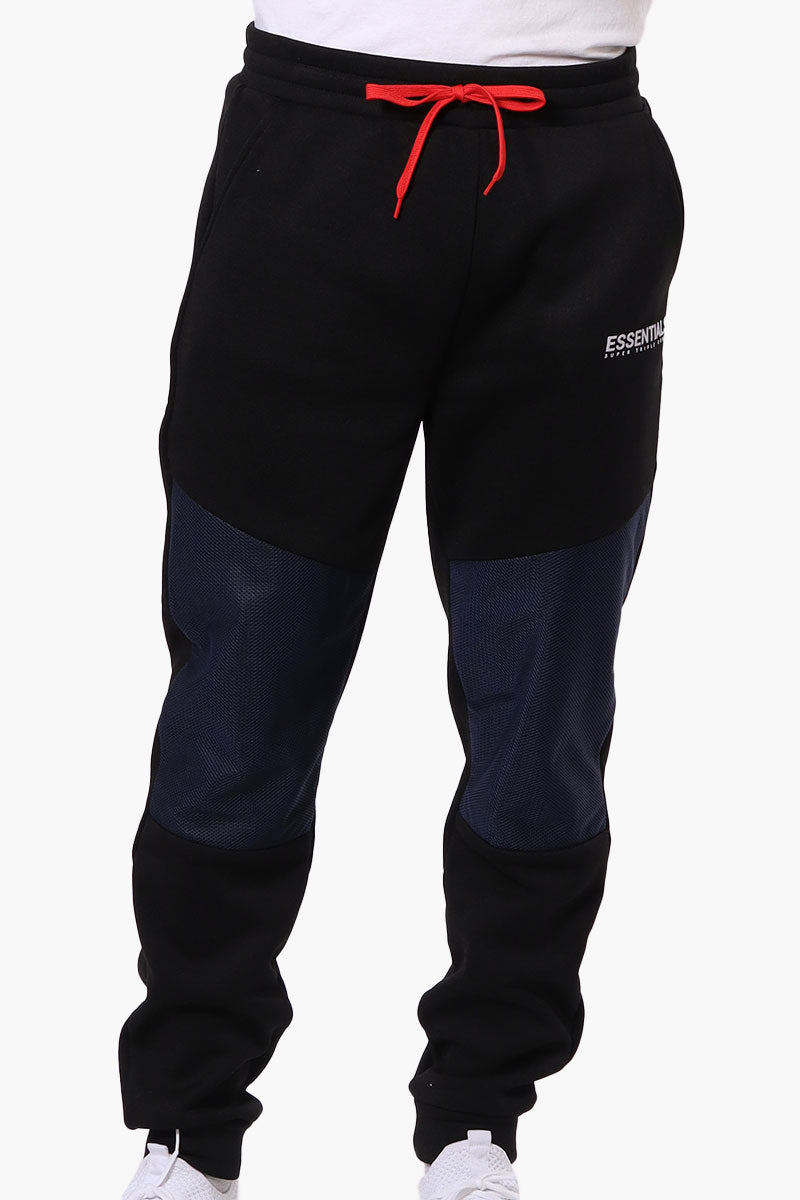 Essentials Super Triple Goose Mesh Insert Tie Waist Joggers - Black - Mens Joggers & Sweatpants - International Clothiers