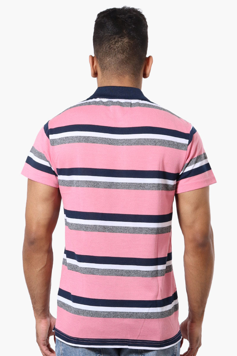 Vroom & Dreesman Striped Button Up Polo Shirt - Pink - Mens Polo Shirts - International Clothiers