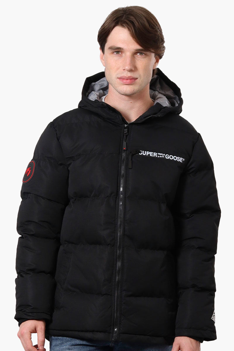 Super Triple Goose Colour Block Bubble Bomber Jacket - Black - Mens Bomber Jackets - International Clothiers