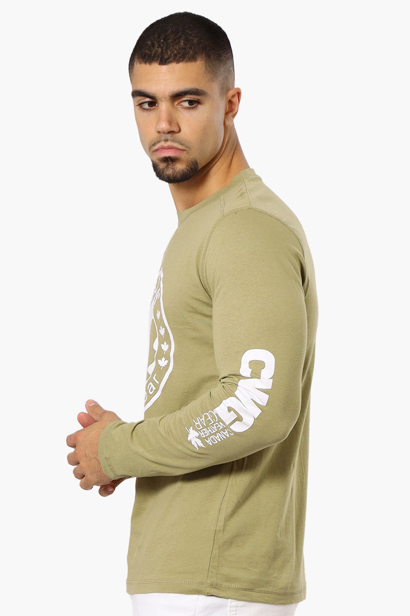 Canada Weather Gear Logo Sleeve Long Sleeve Top - Olive - Mens Long Sleeve Tops - International Clothiers