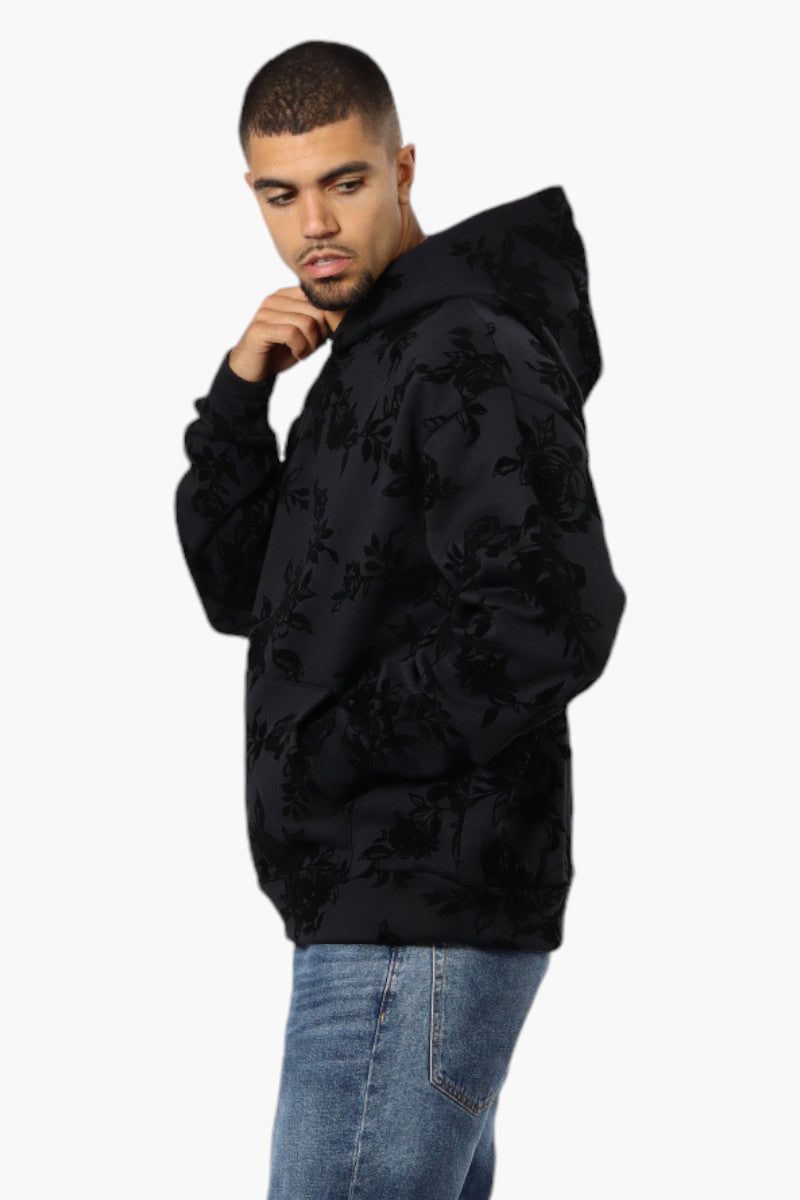 Essentials By Drill Clothing Flocked Floral Drop Shoulder Hoodie - Black - Mens Hoodies & Sweatshirts - International Clothiers