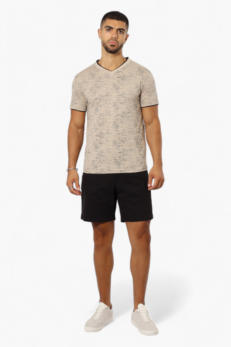 Urbanology Patterned V-Neck Tee - Beige - Mens Tees & Tank Tops - International Clothiers