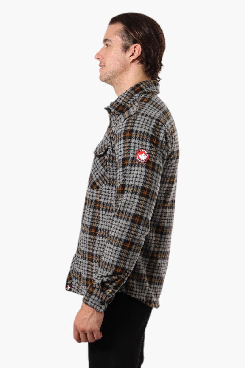 Canada Weather Gear Plaid Fleece Button Up Shacket - Grey - Mens Lightweight Jackets - International Clothiers