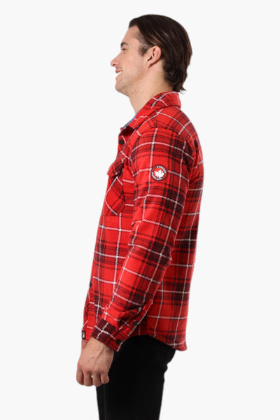 Canada Weather Gear Plaid Fleece Button Up Shacket - Red - Mens Lightweight Jackets - International Clothiers