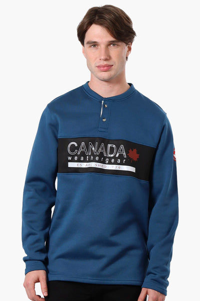 Canada Weather Gear Fleece Henley Sweatshirt - Navy - Mens Hoodies & Sweatshirts - International Clothiers