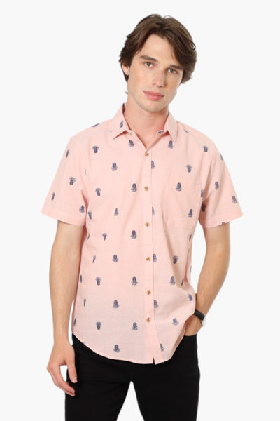 Jay Y. Ko Pineapple Pattern Button Up Casual Shirt - Pink - Mens Casual Shirts - International Clothiers