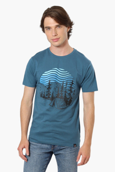 Canada Weather Gear Camping Print Tee - Blue - Mens Tees & Tank Tops - International Clothiers