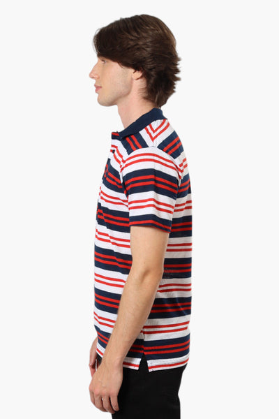 Vroom & Dreesman Striped Button Up Polo Shirt - Red - Mens Polo Shirts - International Clothiers