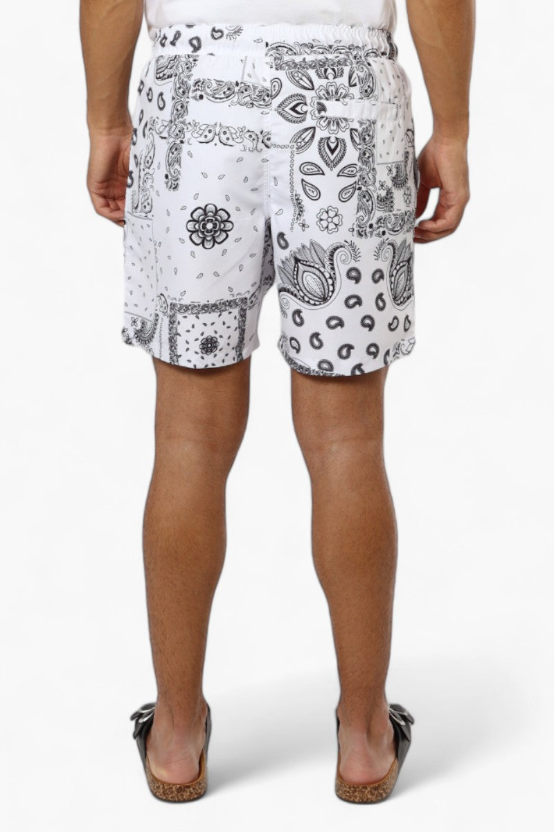 Boardsports Palm Patterned Tie Waist Shorts - White - Mens Shorts & Capris - International Clothiers