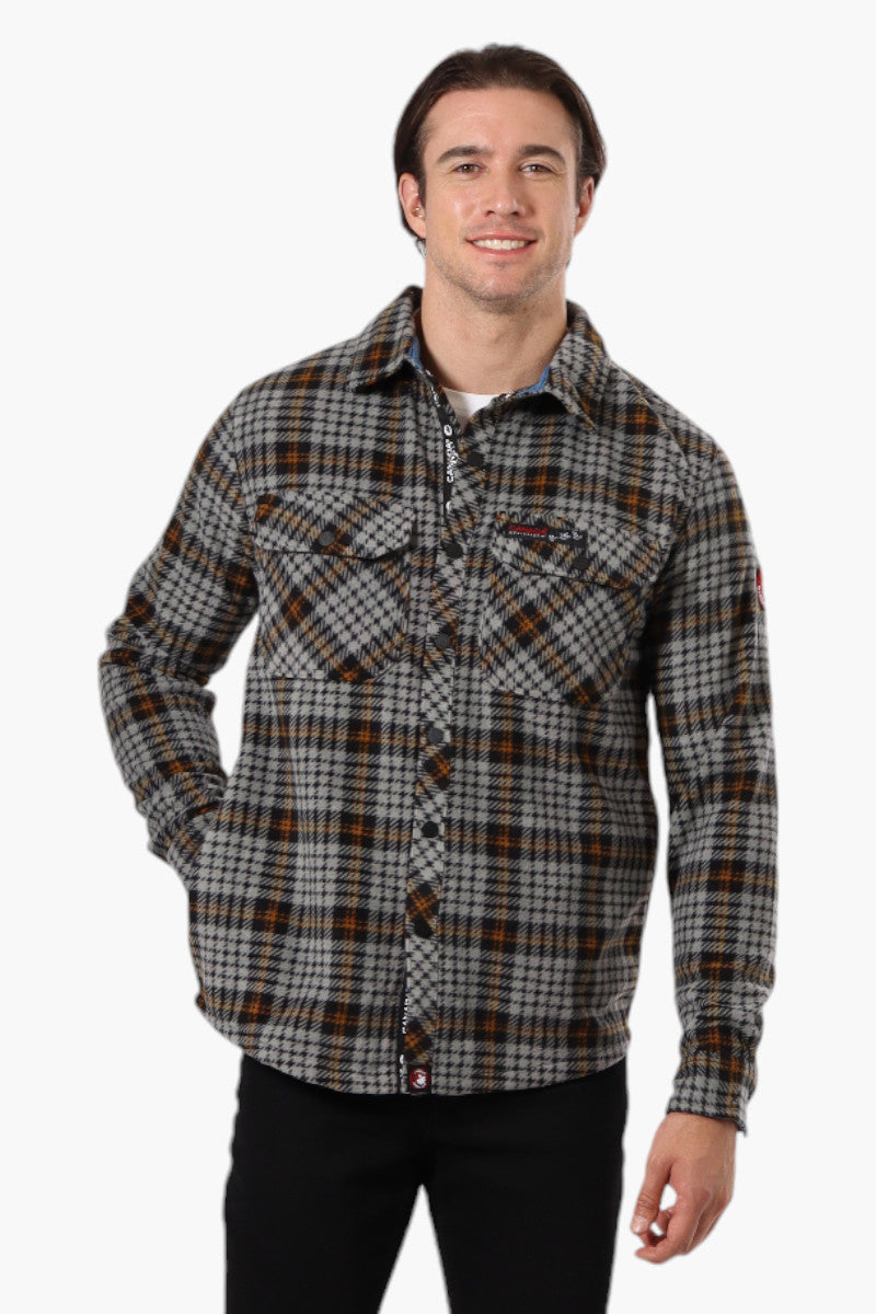 Canada Weather Gear Plaid Fleece Button Up Shacket - Grey - Mens Lightweight Jackets - International Clothiers