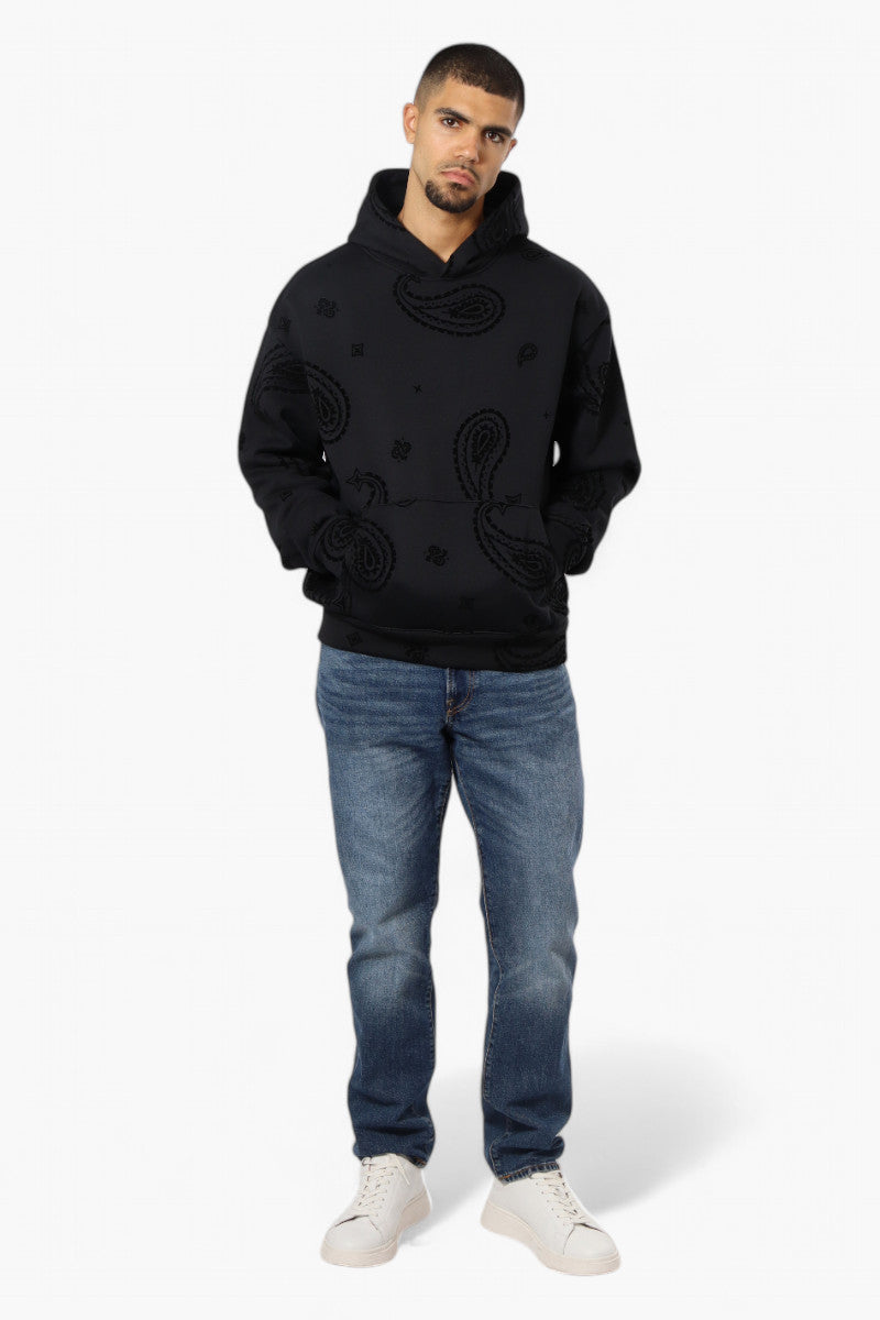 Essentials By Drill Clothing Flocked Patterned Drop Shoulder Hoodie - Black - Mens Hoodies & Sweatshirts - International Clothiers