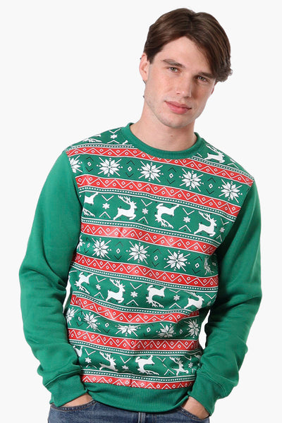 Ugly Christmas Sweater Festive Print Christmas Sweater - Green - Mens Christmas Sweaters - International Clothiers