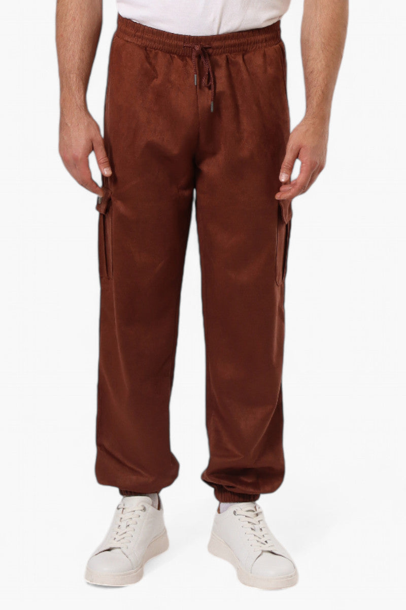 Urbanology Tie Waist Suede Cargo Jogger Pants