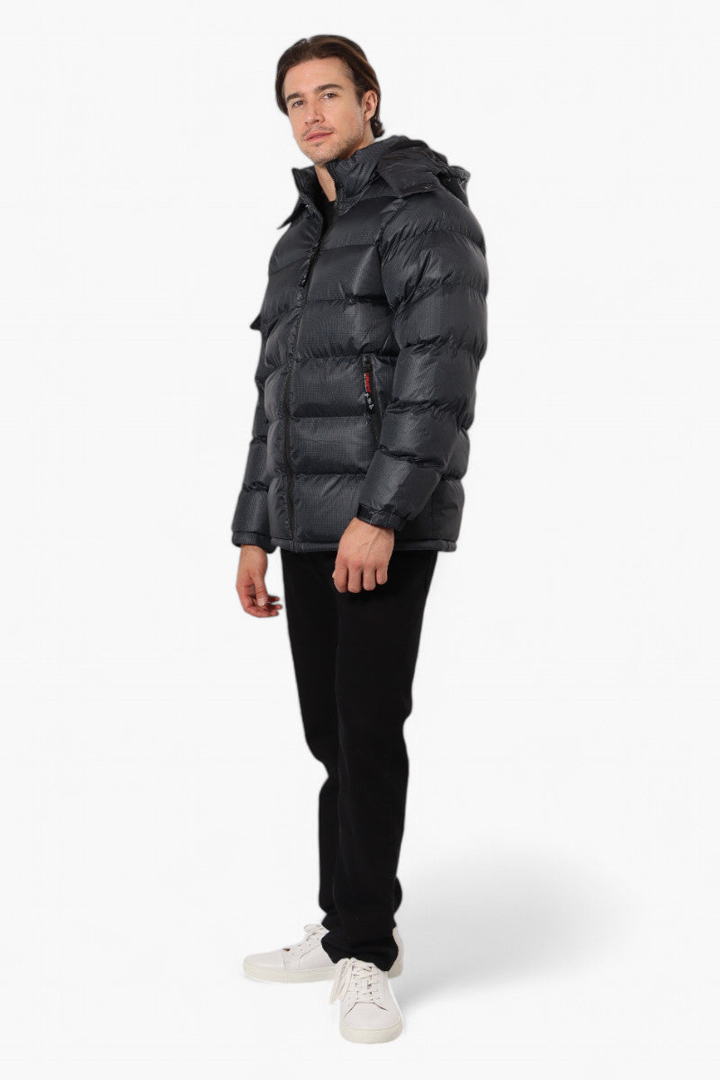 Canada Weather Gear Grid Pattern Bubble Bomber Jacket - Black - Mens Bomber Jackets - International Clothiers