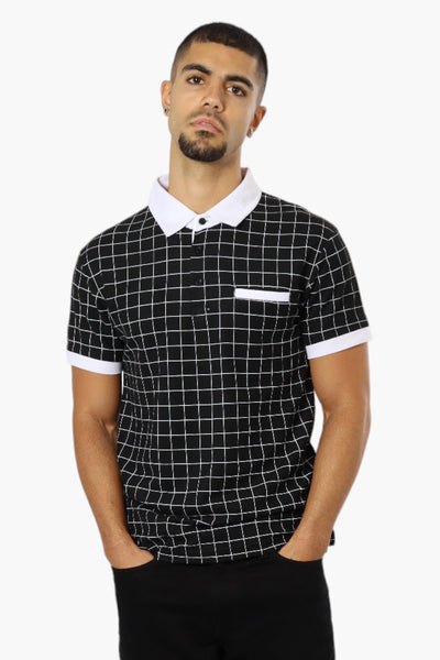 Jay Y. Ko Grid Pattern Polo Shirt - Black - Mens Polo Shirts - International Clothiers
