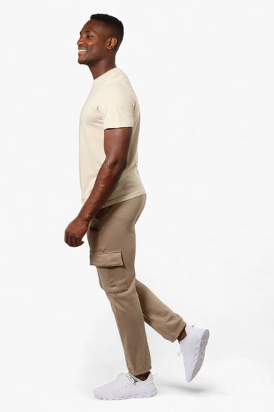 Essentials Solid Tie Waist Cargo Joggers - Beige - Mens Joggers & Sweatpants - International Clothiers