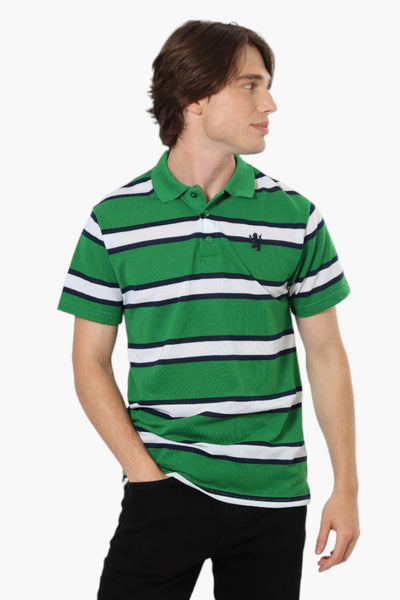 Vroom & Dreesman Striped Button Up Polo Shirt - Green - Mens Polo Shirts - International Clothiers