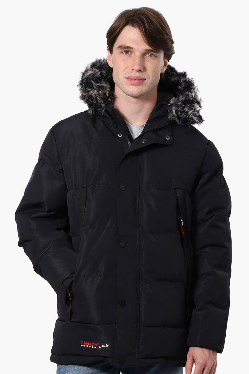 Canada Weather Gear Faux Fur Hood Parka Jacket - Black - Mens Parka Jackets - International Clothiers